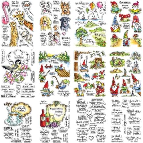 Happy Gnomes Cute Animals Grape Wine Coffee Sentences Cutting Dies with Stamps Set for DIY Scrapbooking Crafts Cards 2020 New
