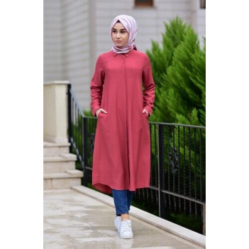 2021 New 4 Seasons Muslim Women Pocket Viscose Tunic Shirt Collar Long Sleeve Turkey Model Indoor Female Casual Dress