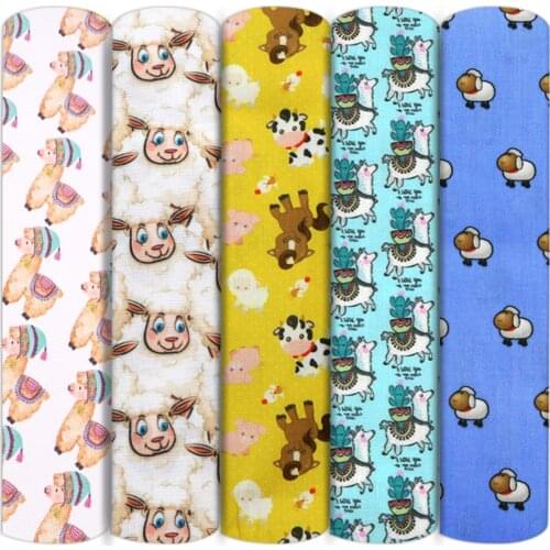 Sheep Alpaca Cow Patchwork Printed Polyester Cotton Fabric For Tissue Kid Home Textile For DIY Sewing Tilda Doll,1Yc13896