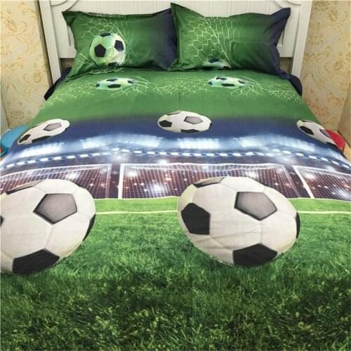 26 4 PCS 3D Football Bedding Sets Quilt Duvet Cover + Bed Sheet + Pillowcase Creative Personality Household Items