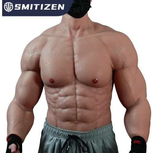 Smitizen Silicone Muscle Suit with Arm Cosplay Costumes Strengthen Bodysuit Upgrade Fake Male Breast Form Artificial Fantas Boob