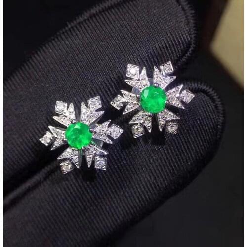 Natural and Real Emerald Earring 925 Sterling Silver Fashion Earring For Women Wedding Jewelry