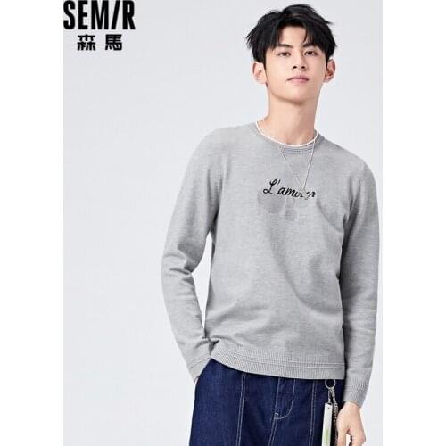 SEMIR Sweater Men Knit Sweater 2021 Spring New Bottoming Tops Embroidery Jacquard Letter Tops Spring Clothing