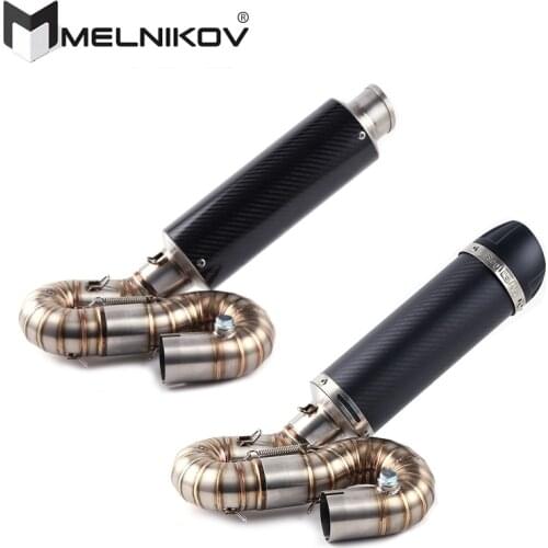 E-Mark Motorcycle Carbon Fiber Exhaust Muffler Contact Link Pipe For HONDA CBR1000RR CBR1000 RR 2008-2014 304 Stainless Steel