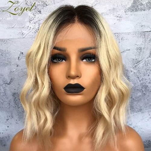 Zoyel Short Bob Synthetic Lace Front Wig Blonde #613 Hair Short Wave Wig For Women Cosplay Or Daily Wear