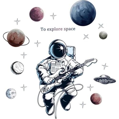 1 Set Space Planet Astronaut Wall Sticker for Kids Room Boy Bedroom Decoration Kindergarten Decorative Decals Mural Wallpaper