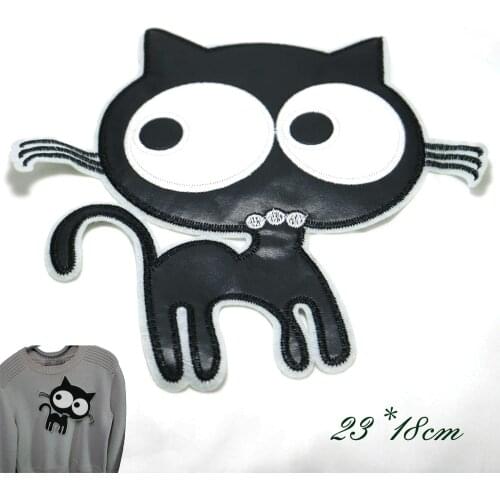 1pc black cat embroidery Patches for clothing DIY sew on animal cartoon parches Embroidery lace appliques