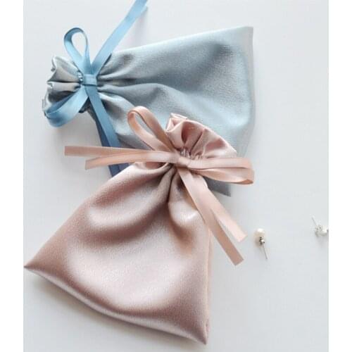 10pcs Wholesale Pink Blue Bowknot Cloth Bag 3D Fake Eyelash Packaging Bag Jewelry Gift Lashes Box Packaging Bags for Business