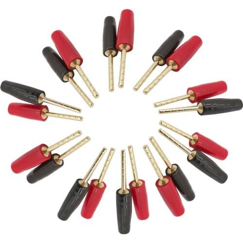 100Pcs 2mm Banana Plug Adapter Gold-Plated Copper Terminals Wiring Connector for Hi-fi Speaker Video Black And Red