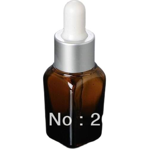 15ml brown square essential oil bottle with matt silver collar ,glass droper ,glass bottle for cosmetic packing