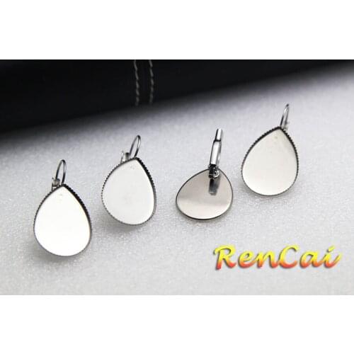 18*13mm Stainless Steel Earrings Oval Water Drop Dental Plate Dangl Earring Base Blank For Women Girls Jewelry Making