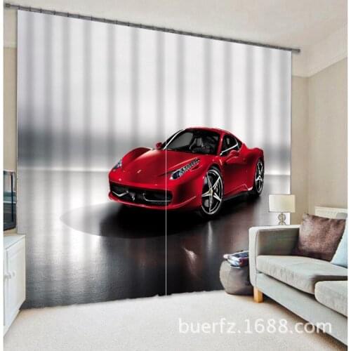 2017 red car Luxury 3D Blackout Window Curtains for kids For Bedding room Living room Hotel Drapes Cortinas Para