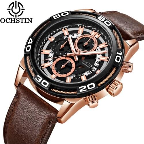 2019 relogio masculino OCHSTIN watches men Fashion Sport Leather Band watch Quartz Business Wristwatch reloj hombre