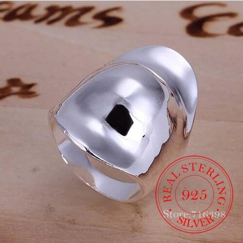 2020 New Arrival 100% 925 Sterling Thumb Glossy Rings for Women Big Faced Wide Finger Ring For Unisex Jewelry Mama Men Best Gift