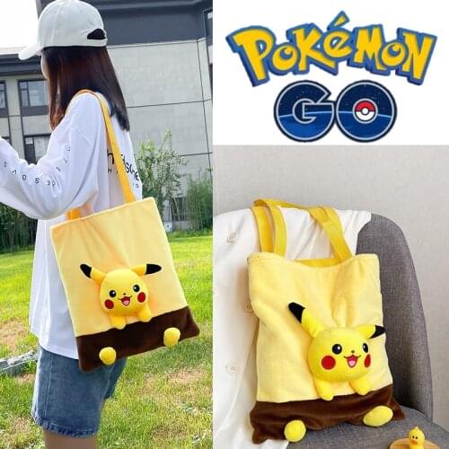 2021 Anime Pokemon Pikachu Trend Handbags Cartoon Casual bag portable canvas bag handcuffs bag Woman School Bags Shipping Free
