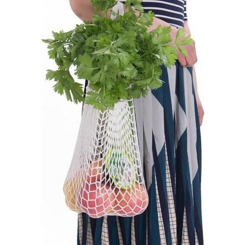 2021 New Mesh Shopping Bag Reusable String Fruit Storage Handbag Totes Women Shopping Mesh Net Woven Bag Shop Grocery Tote