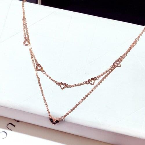 2021Jewelry on The Neck Fashion Temperament Double Chain Necklace for Women Engagement Birthday Gift for Female Wholesale