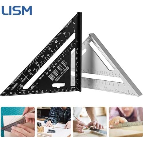 7Inch Aluminum Alloy Triangle Ruler Angle Protractor Woodworking Measurement Tool Miter Speed Building Measuring Ruler Gauges