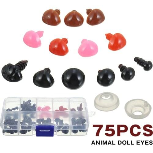 75pcs Plastic Noses Eyes 6mm/8mm/10mm/12mm For Teddy Bear Dolls Soft Toy Nose Making DIY Accessories New