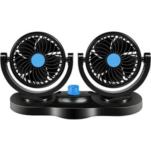 12V/24V Car Cooling Fan 360 Degree Rotatable Air Circulation Fan Air Cooling Dual Head Fan Low Noise Car Auto Cooler Air Fan Car