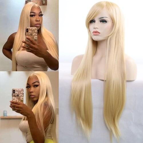 Blonde 613 Straight Wig Long Synthetic Hair Wigs For Women Black Ombre Blue Green Pink 32 inch can be Cosplay Wig Heat Resistant