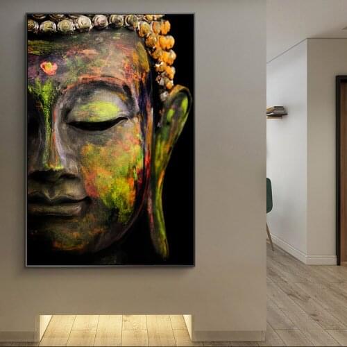 Large Half Buddha Face Wall Art Posters And Prints Gold Buddha Canvas Paintings On the Wall Buddhism Art Picture Wall Decoration