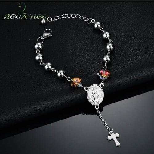 Nextvance Boho Jesus Cross Pendant Bracelets Luck Four Leaf Beads Bracelet For Male Female Gift Protection Jewelry