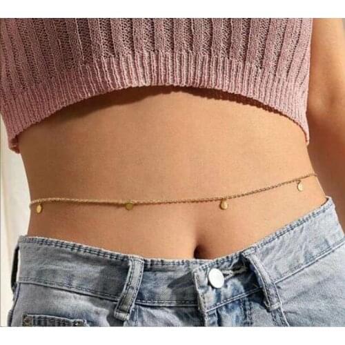 Gold Silver Color Chain Metal Sequin Pendant Waist Belly Chain For Women Summer Boho Beach Sexy Body Waist Chain Party Jewelry