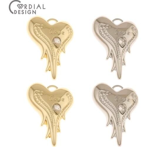 Cordial Design 100Pcs 19*26MM Jewelry Accessories/Heart Shape/DIY Charms/Jewelry Findings Components/Earring Pendants/Hand Made