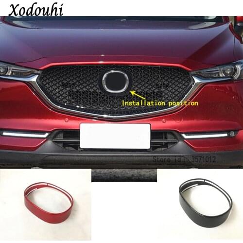 Car Detector ABS Chrome Trim Front Logo Decorative Mark Grid Grill Grille Around For Mazda CX-5 CX5 2nd Gen 2017 2018 2019 2020