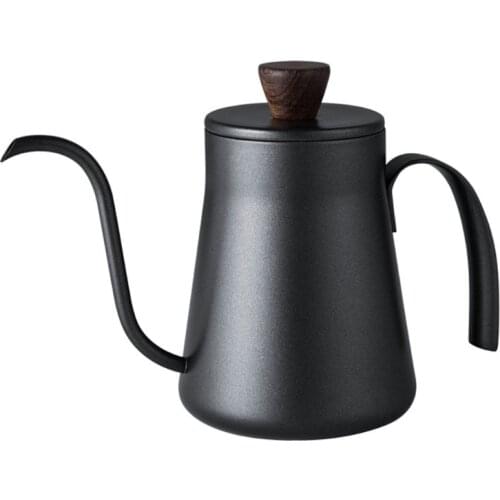 Black Gooseneck Long-Mouthed Handmade Coffee Pot 400ml Pour Over Drip Type Follicular Pot with Lid Tea Coffee Maker Cup