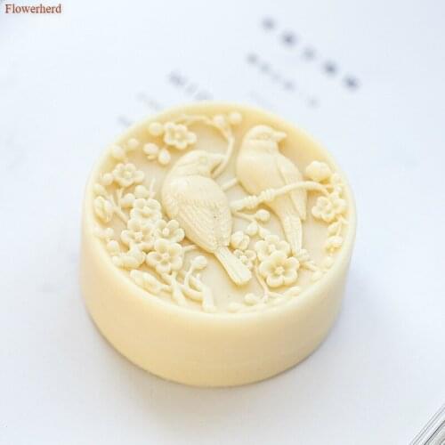 Creative Birds Flowers Handmade Silicone Molds for Soap Christmas Soap Mold Soap Making Supplies Cake Chocolate Mold Cake Decor