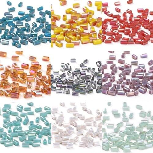 Square Crystal Beads for Jewelry Making AB 50pcs 2*4mm Austria Crystal Square-shape Loose Beads DIY Jewelry Crafts C-3