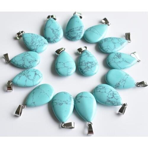 Fashion good quality synthesis stone water drop shape pendants for jewelry making Free shipping Wholesale 24pcs/lot