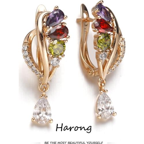 Fashion Youth Zircon Crystal Stud Earrings Small Pendant Female Accessories Colorful Geometric Stones For Woman Luxury Jewelry