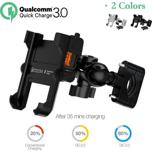Motorcycle Universal Rotation Waterproof Aluminium Alloy Mobile Phone Holders With QC 3.0 USB Fast Charger Stands Quick Charge