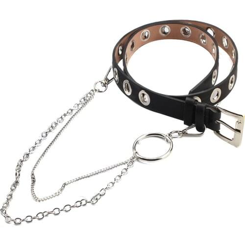 Man Women Belt Imitation Leather Pin Buckle Belt New Punk Wind Jeans Fashion Individual Decorative Belt Chain Sport Fitness Belt