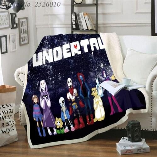 NEW Throw Blanket Anime Undertale 3D Velvet Plush Blanket Bedspread for Kids Girls Sherpa Blanket Couch Quilt Cover Travel 02