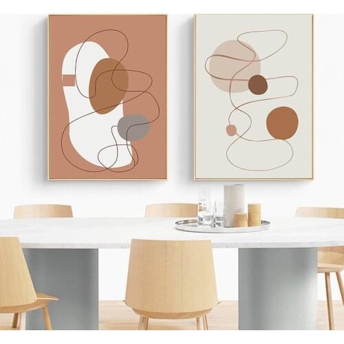 Simple Nordello Morandi color abstract geometric lines INS light luxury decorative picture printing living room bedroom