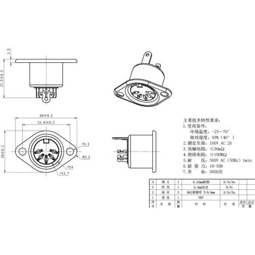 DIN socket fixed 5 PIN Female Inline DIN-5-19M Plug Socket Audio AV Connector