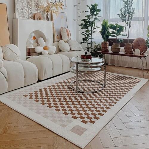 Roman retro chessboard carpet in the antique style living room sofa blanket modern minimalist grid wind tea table blanket