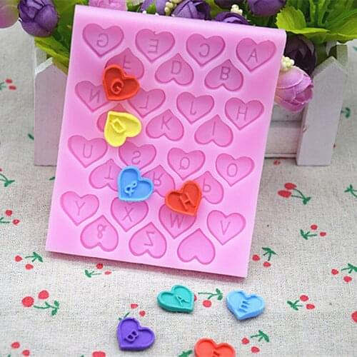 Heart Alphabet Letter Silicone Fondant Mold Cake Decorating Chocolate Mold Tool Sugar Paste 3D Fondant Cake Decoration love gift