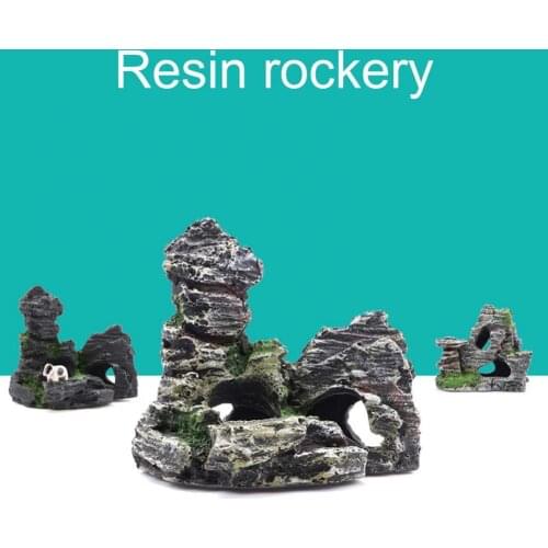 Rockery Ornament High Simulation Fish Hideout Resin Mountain View Aquarium Decoration Home Decor Ornaments Accessories