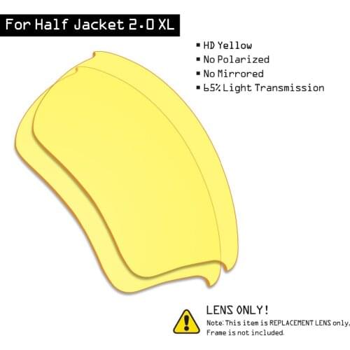 SmartVLT Sunglasses Replacement Lenses for Oakley Half Jacket 2.0 XL - HD Yellow