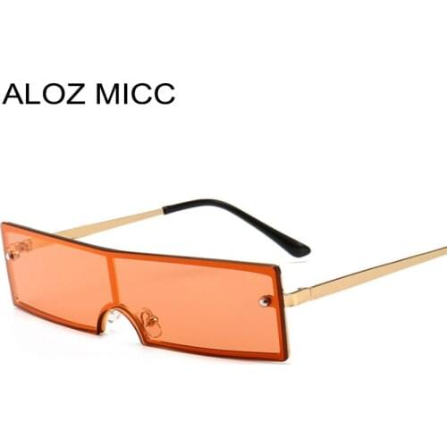 ALOZ MICC Luxury Rimless Rectangle Sunglasses Women Men Alloy One-piece Eyewear High Quality Fashion Sun Glasses Female UV Q605
