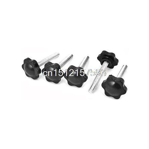 M6 x 40mm Male Thread 42mm Star Head Dia Screw On Type Clamping Knob 5Pcs