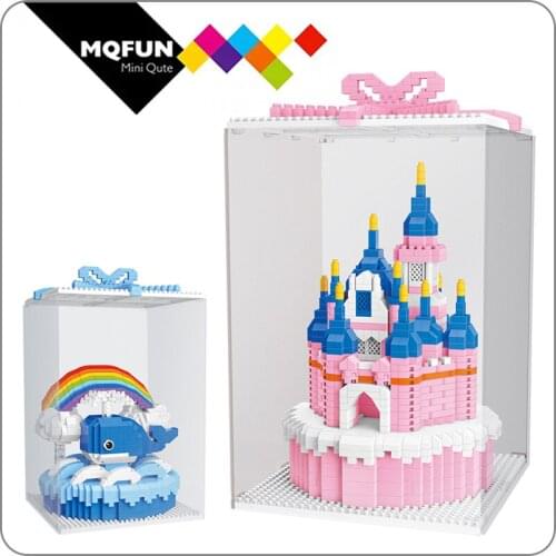 WiseHawk Fairy castle Cartoon blue whale Delicious Cakes micro diamond block building bricks educational toys brick collection