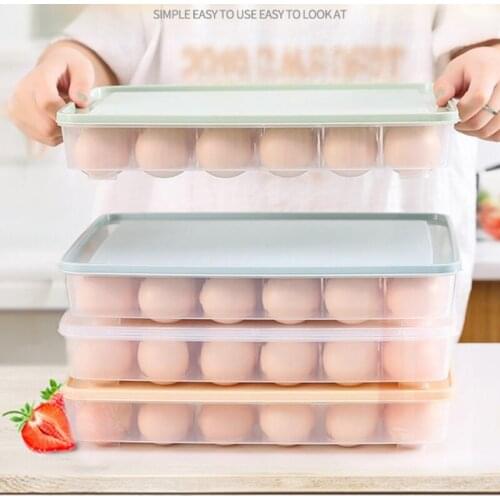24 Grid Egg Storage Box Kitchen Eggs Holder for Refrigerator Fridge Stackable Fresh Egg Container Dustproof Organizer Tray