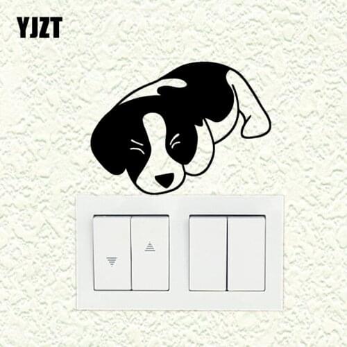 YJZT Sleeping Dog Vinyl Decal Decor Creative Cartoon Animal Wall Switch Sticker S19-0843