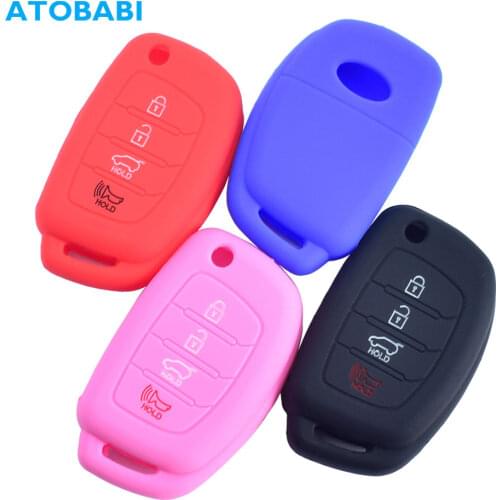 Silicone Car Key Case 4 Buttons Folding Remote Control Fobs Protector Cover Skin For Hyundai Santa Fe Sonata XL IX35 IX45 Tucson
